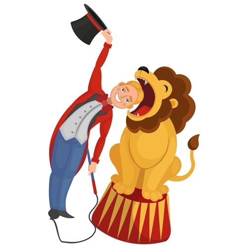 Carnival Circus Theme Lion Tamer Transparent Sticker